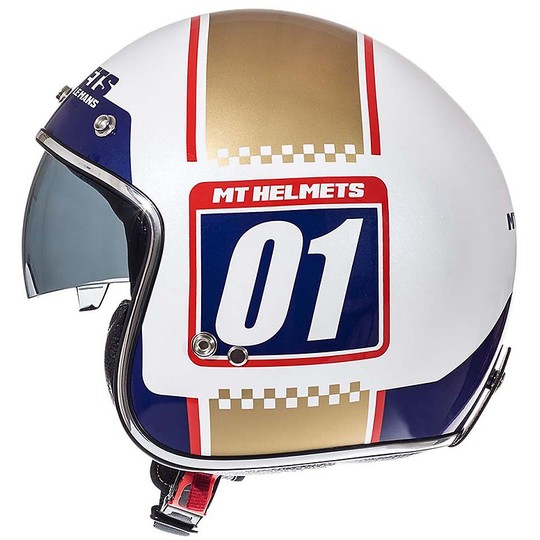 Vintage Helm MT Helme Le Mans Helm SV 2 NUMBERPLATE A0 Weißgold