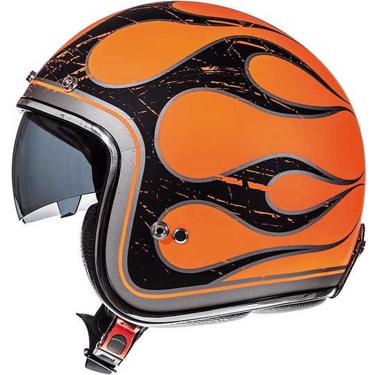 Vintage Helmet MT Helmets Le Mans Helmet SV 2 FLAMING A0 Black Orange Fluo