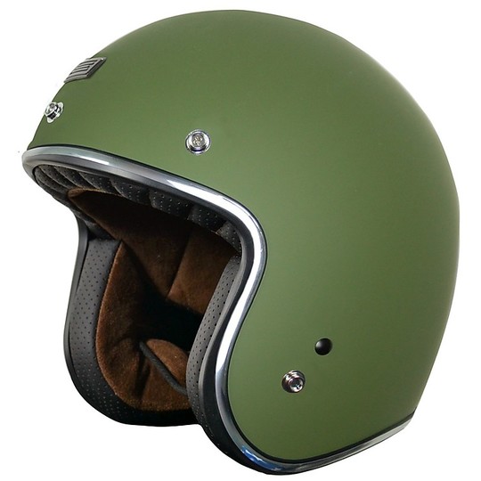 Vintage Jet Moto Helmet Origin Black First Mono Green