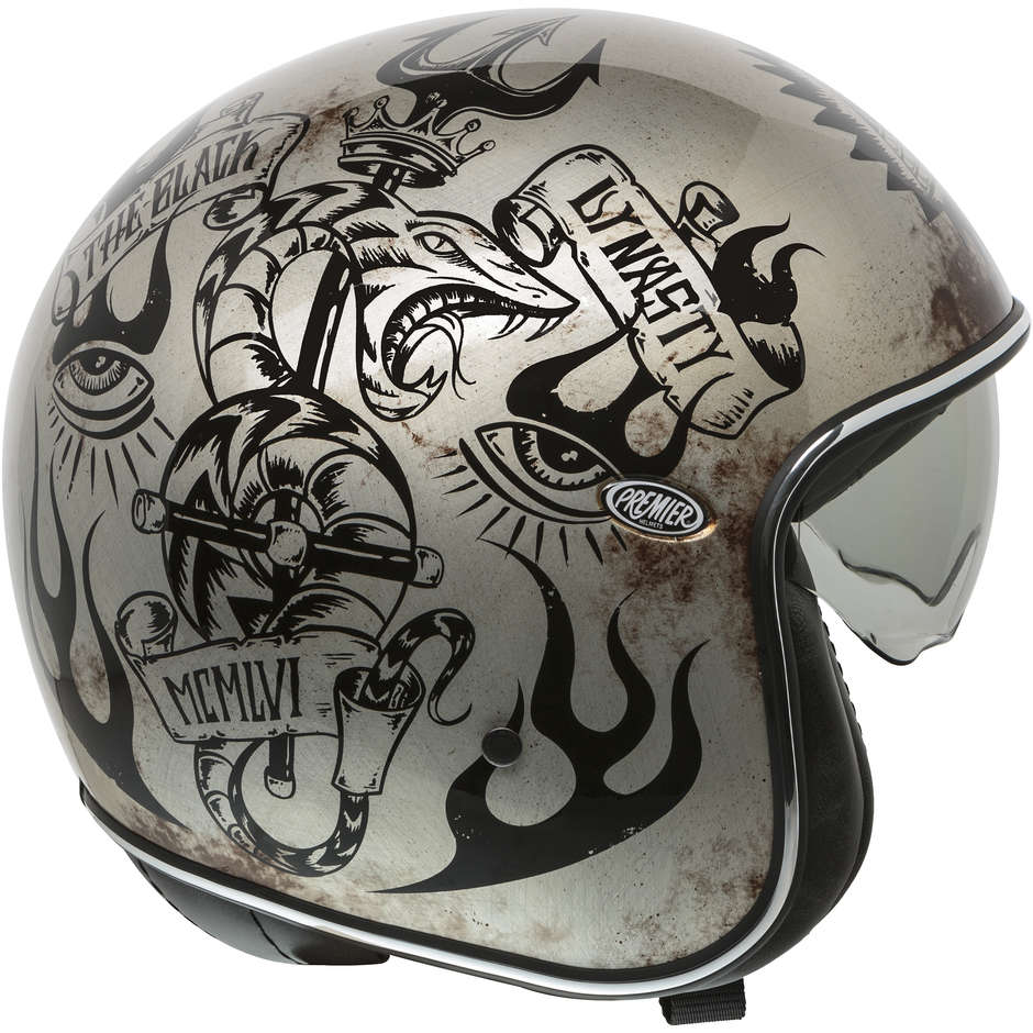 Vintage Jet Motorcycle Helmet in Premier VINTAGE EVO BD Titanium Fiber
