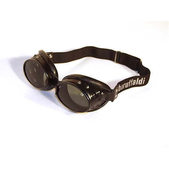 Vintage Motorcycle Goggles Baruffaldi 101 OVAL Black Aluminum