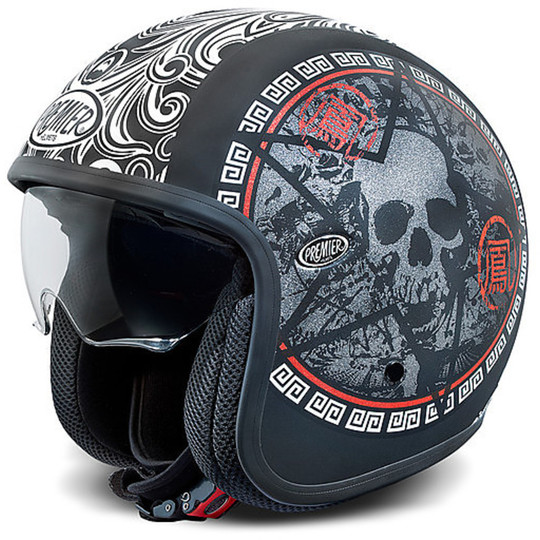 Vintage Motorcycle Helmet JetPremier Fiber mit integriertem Visier Camouflage SK9