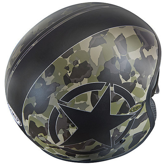 Vintage Motorcycle Helmet JetPremier Fiber With Integrated visor Camouflage SBM Limited Edition