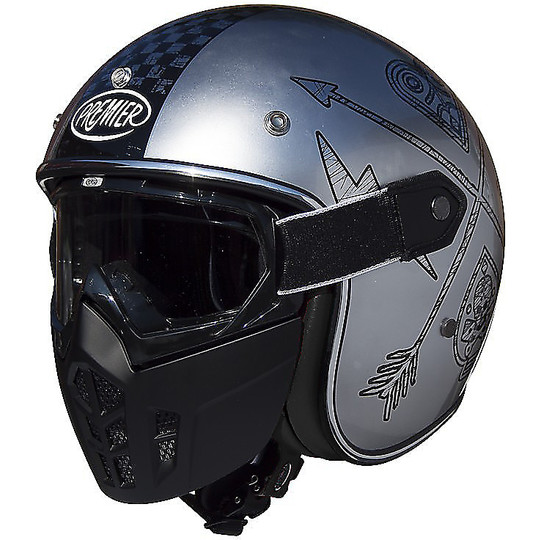 Vintage Premier Jet Helmet In Fiber Mask NX Chromed Interior Black