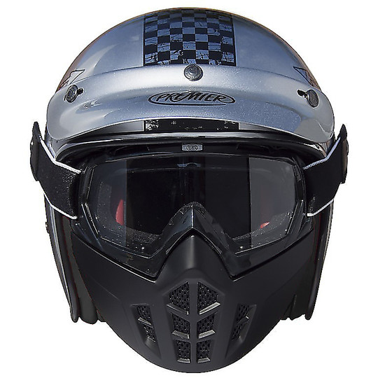 Vintage Premier Jet Helmet In Fiber Mask NX Chromed Interior Black