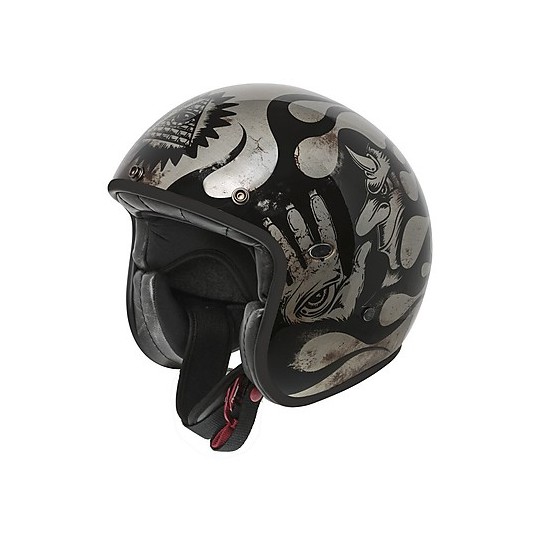 Vintage Premier Jet Moto Helmet in LE PETIT CLASSIC EVO BD Titanium Polished