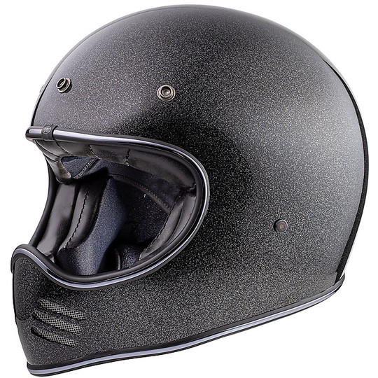 Vintage Premier MX GLITTER SILVER Motorcycle Helmet