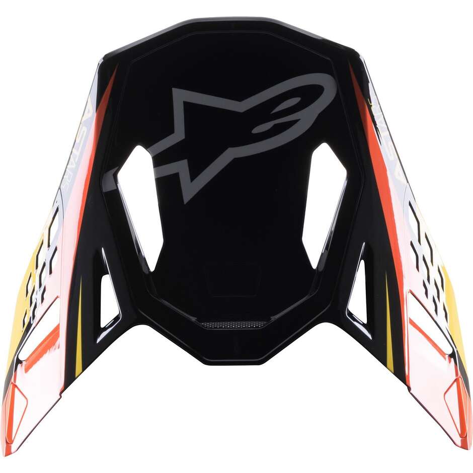 Visière Alpinestars Supertech M10 Carbon Meta2 pour casque de motocross, noir, jaune, orange, finition brillante