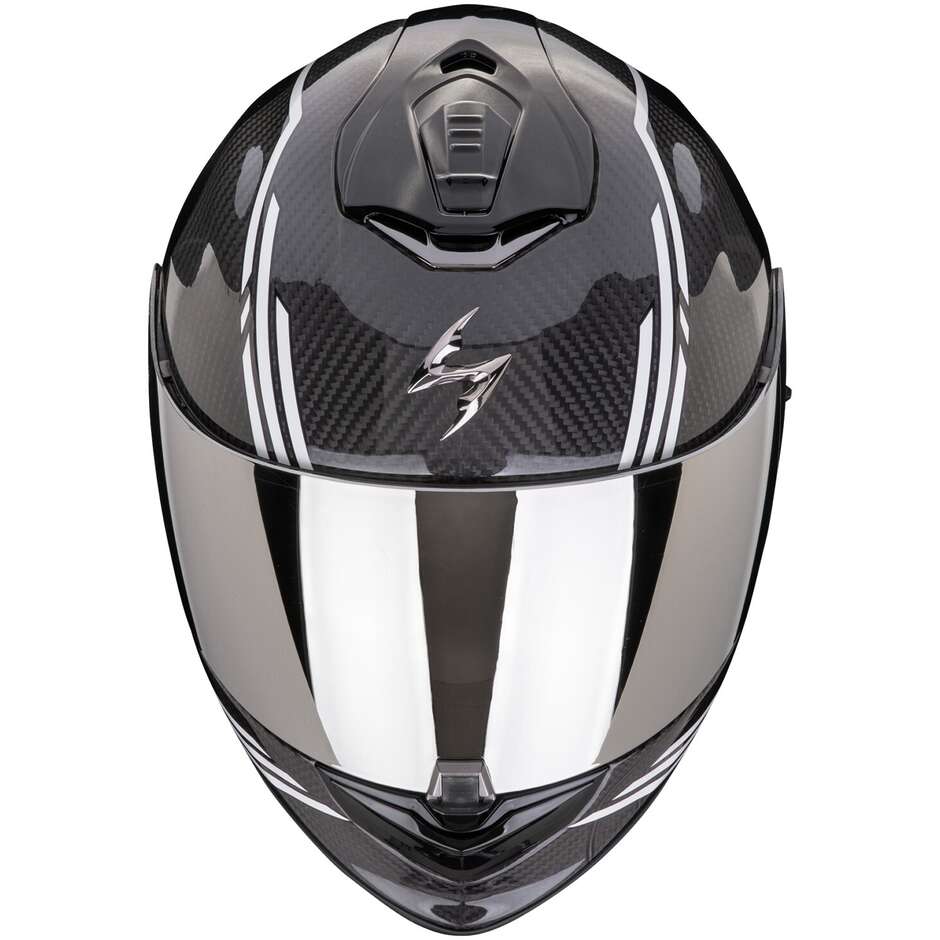 Vollgesichts-Carbon-Motorradhelm Scorpion EXO 1400 EVO 2 CARBON AIR REIKA Schwarz Weiß