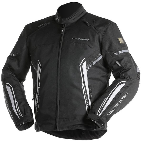 VQuattro BOLT All Season Touring Fabric Motorcycle Jacket Black White