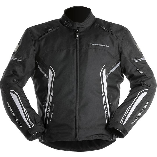 VQuattro BOLT All Season Touring Fabric Motorcycle Jacket Black White