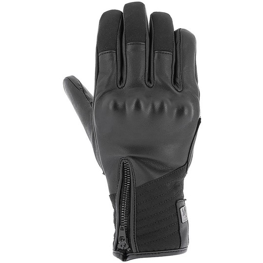 VQuattro BOSTON 18 Black Motorcycle Leather and Fabric Gloves