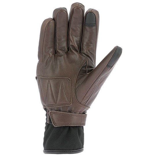VQuattro BOSTON 18 Brown Leather and Fabric Motorcycle Gloves