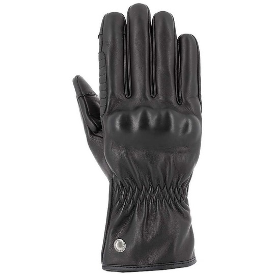 Vquattro City Dust 18 Black Leather Motorcycle Gloves