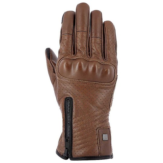 Vquattro City Hawk Brown Leather Motorcycle Gloves