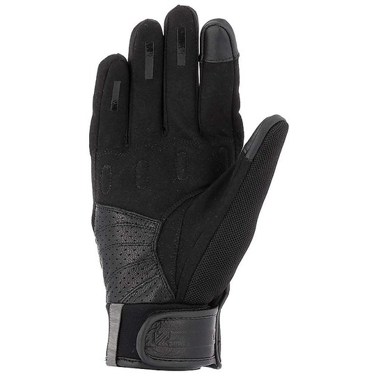 Vquattro City Metropolitan 18 Black Leather and Fabric Motorcycle Gloves