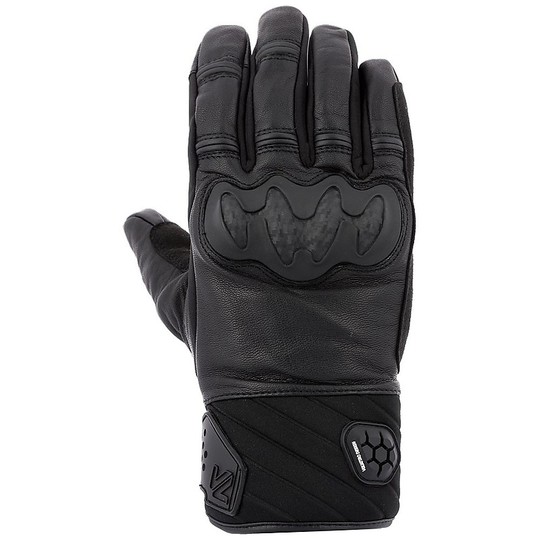 VQuattro JEREZ 18 Black Motorcycle Leather and Fabric Gloves