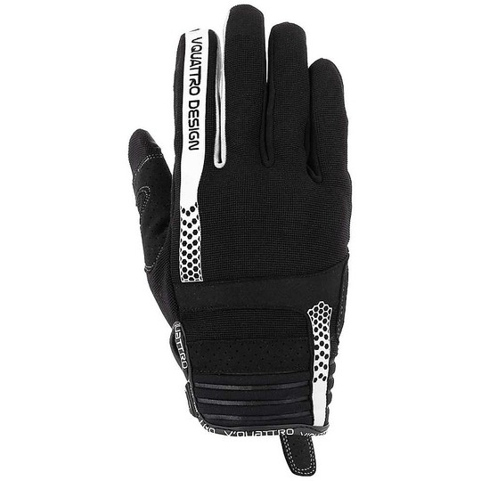 Vquattro Rush 18 Cross Enduro Motorcycle Gloves Black White