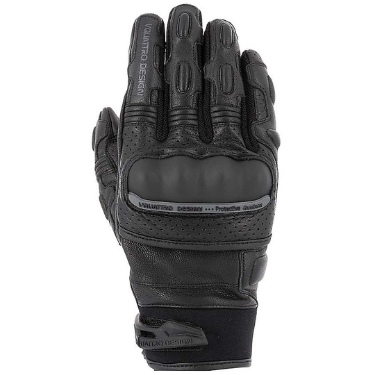 Vquattro Sport Max Sport Black Leather Gloves