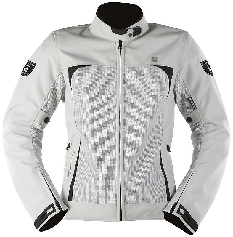 Vquattro Tarah White Women's Motorcycle Jacket in Summer Fabric For