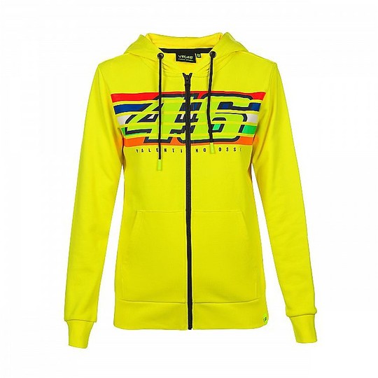 VR46 Classic Collection Stripes Women's Full Zip Hoodie Yellow