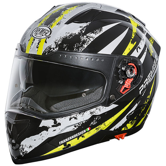 VYRUS AVY Integral Premier Motorcycle Helmet Black White Yellow