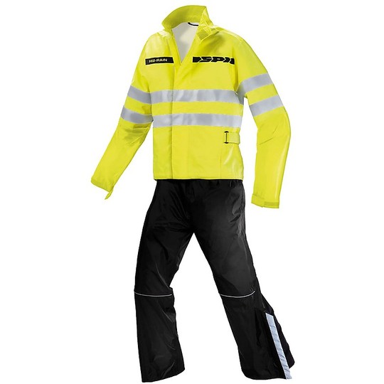 Waterproof Divisible Motorcycle Rain Suit Kit 2pcs Spidi H2 LIFE RAIN Black Yellow