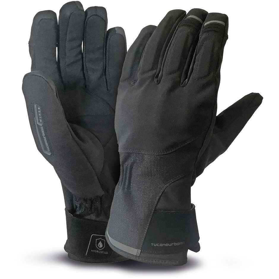 Waterproof Motorcycle Gloves in Tucano Urbano ZEUS 2G Black Fabric