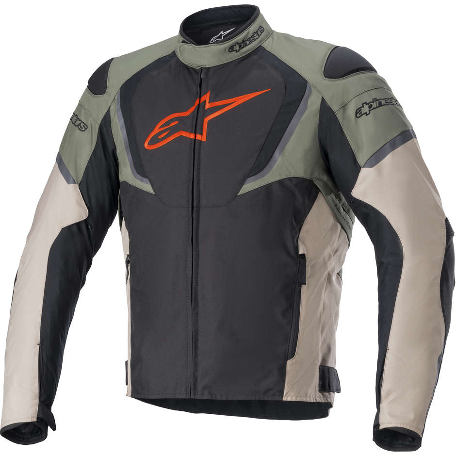 Waterproof Motorcycle Jacket in Alpinestars T-JAW v3 Waterproof Black Military Green Sand Fabric