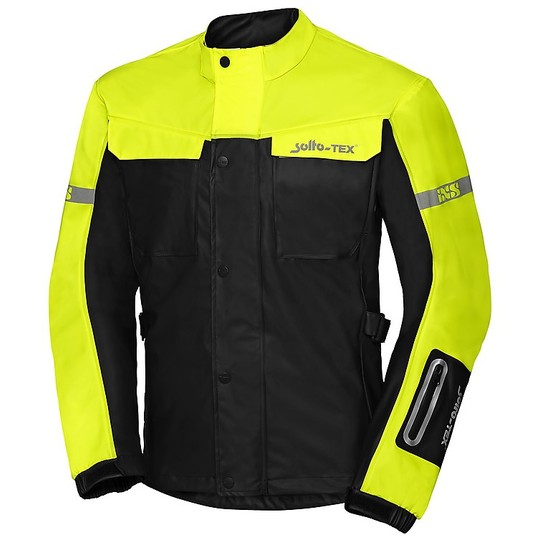Waterproof Motorcycle Rain Jacket Ixs SAINT 2.0 Black Yellow Fluo