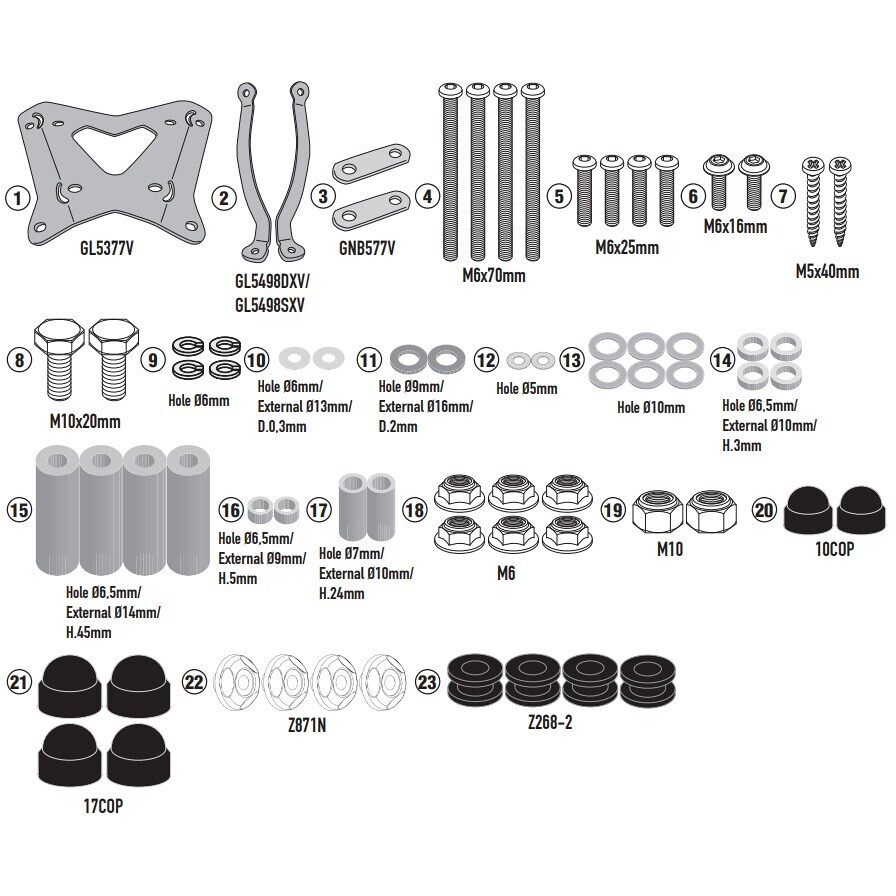 Windshield Mounting Kit 9541AK Kappa A9541AK For SEAT Mò 125 (22-25); SILENCE S01 (22-25)