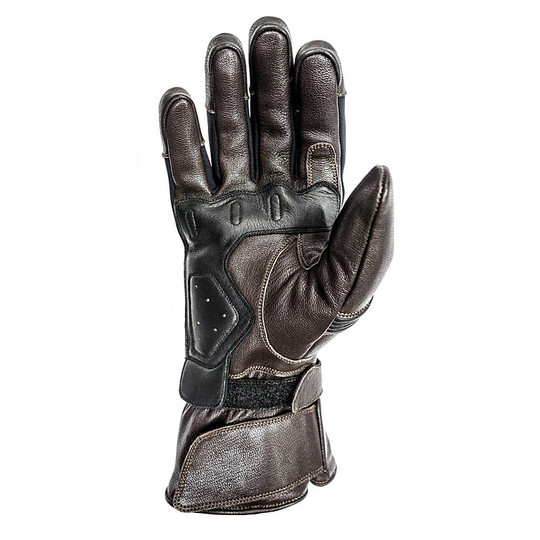 Winter Motorcycle Gloves in Full Grain Leather Helstons Model Titanium Brown