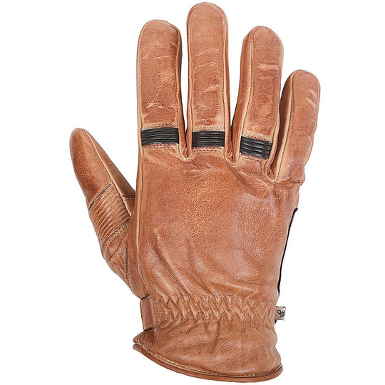 Winter Motorcycle Gloves in Full Grain Leather Helstons Model Velvet Camel