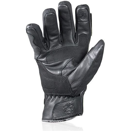 Winter Motorcycle Gloves Leather and Fabric Waterproof Harisson Bastille Black