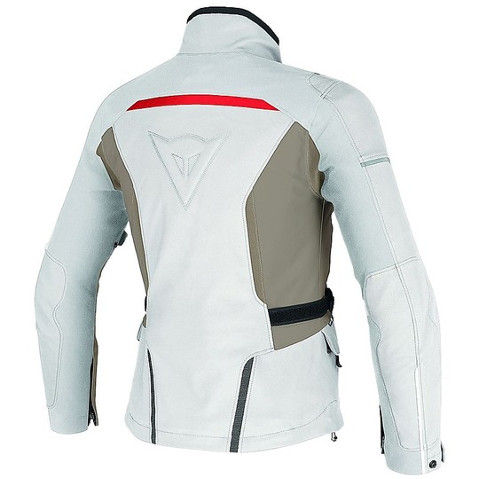 Woman In Motorcycle Jacket Dainese Gore-Tex Zima Grey Red Steam