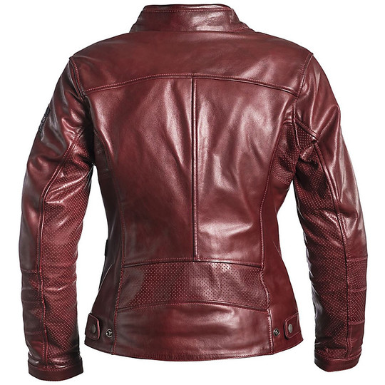 Woman Leather Jacket Perforated Helstons Model Sarah Air Bordeaux