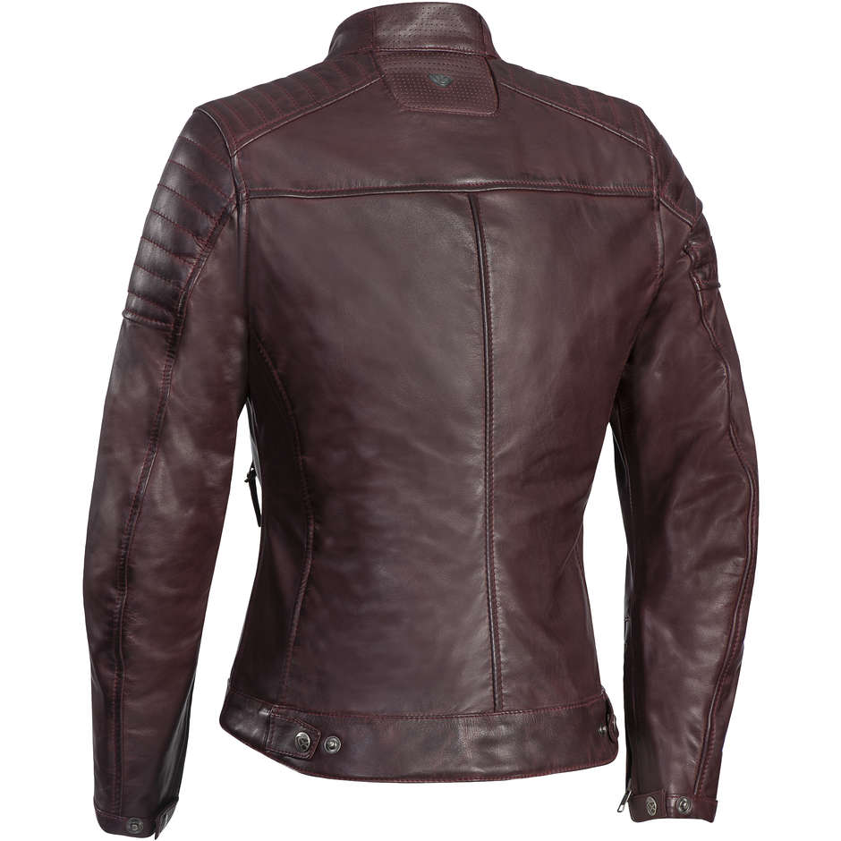 Woman Leather Motorcycle Jacket Custom Ixon SPARK Lady Bordeaux