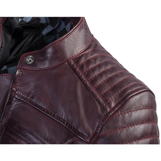 Woman Leather Motorcycle Jacket Custom Ixon SPARK Lady Bordeaux