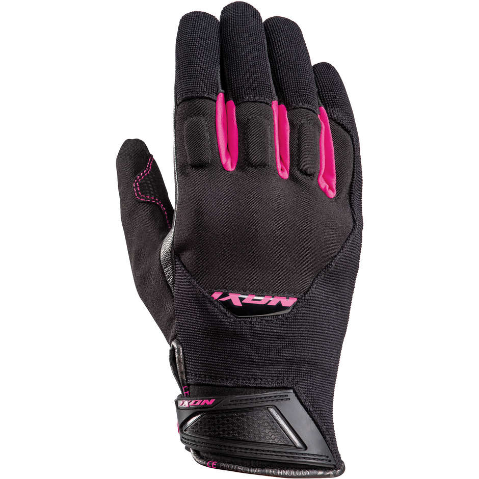 Woman Motorcycle Gloves in Fabric Mid Season Waterproof Ixon RS SPRING Lady Black Pink