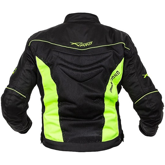 Woman Motorcycle Jacket In A-Pro Summer Fabric CLOUD LADY Black Yellow Fluo