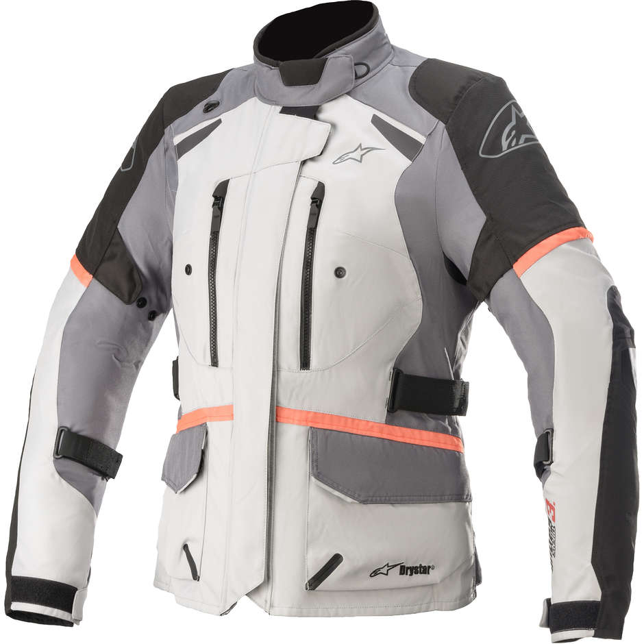 Woman Motorcycle Jacket In Alpinestars STELLA ANDES v3 Drystar Ice Dark Gray Black Fabric