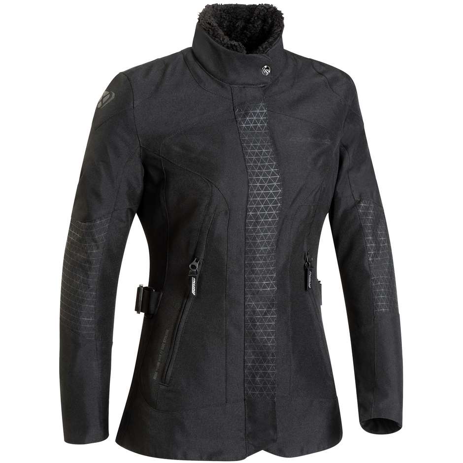 Woman Motorcycle Jacket In Black Ixon BLOOM Fabric