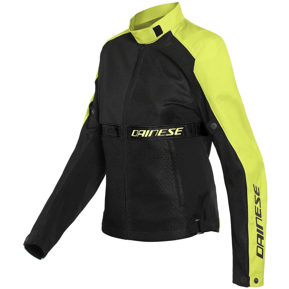Woman Motorcycle Jacket in Dainese RIBELLE AIR Lady Fabric Black Yellow Fluo