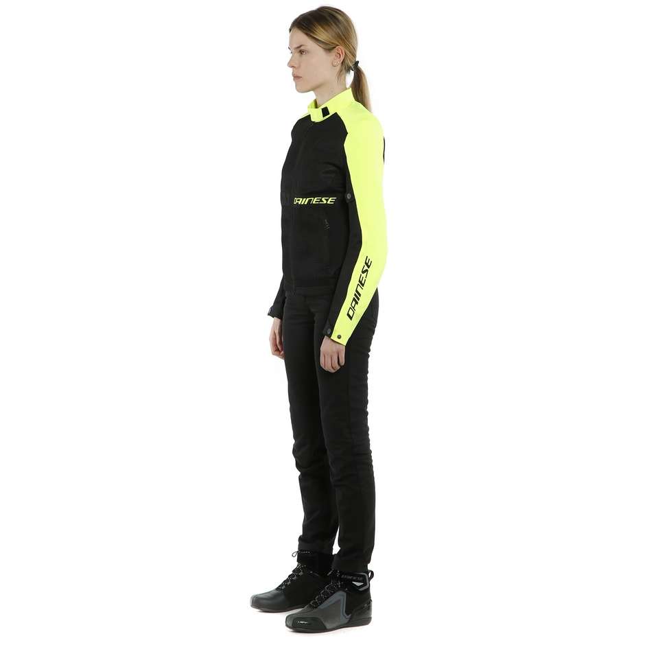 Woman Motorcycle Jacket in Dainese RIBELLE AIR Lady Fabric Black Yellow Fluo
