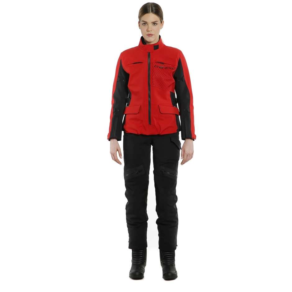 Woman Motorcycle Jacket in Dainese TONALE D-Dry XT Red Black Fabric