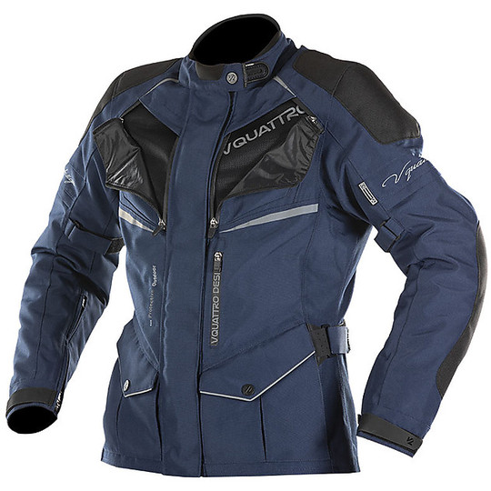 Woman Motorcycle Jacket In Fabric Vquattro HURRICANE LADY Navy