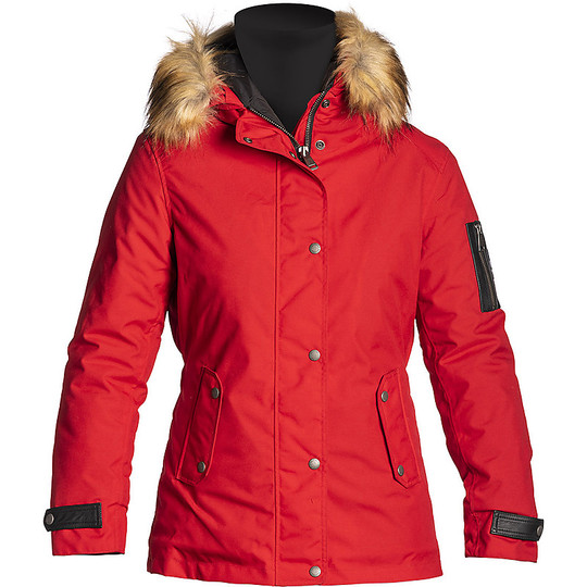 Woman Motorcycle Jacket In Helstons Fabric Artic Model Red