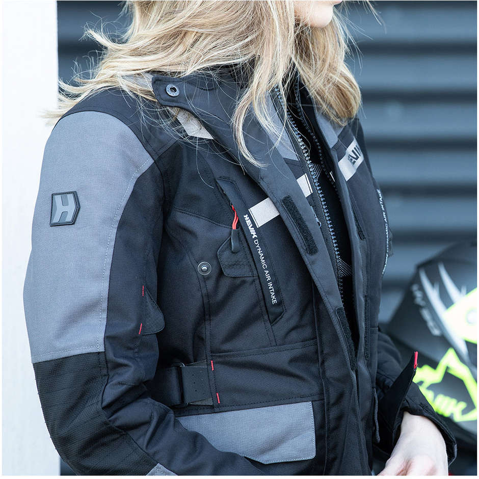 Woman Motorcycle Jacket In Hevik Touring STELVIO Lady LIGHT Black Fabric