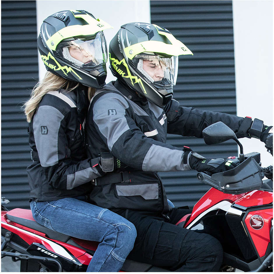 Woman Motorcycle Jacket In Hevik Touring STELVIO Lady Ligth Black Yellow Fabric