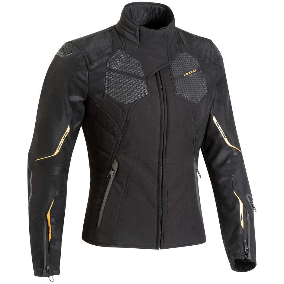 Woman Motorcycle Jacket In Ixon CELL LADY Black Gold Fabric